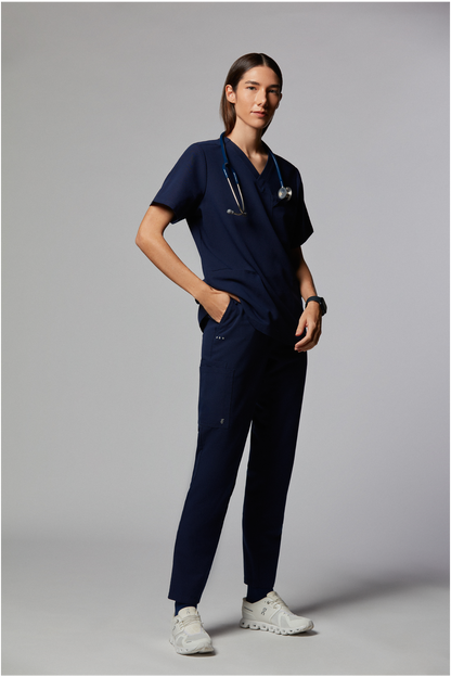 camiseta scrub feminina Tech Elizabeth Azul Marinho - Pijama Cirurgico