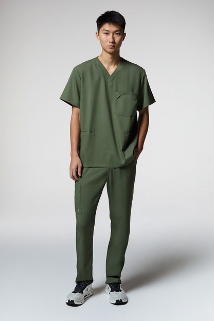 Jatene Men's Soft Scrub Set Olive Green